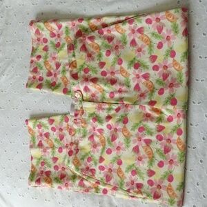 Christopher & Banks Fruit Floral Print Pants Cropped Split Hem Cotton Size 4
